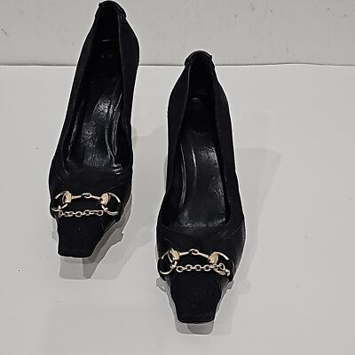 Vintage Gucci Tom Ford GG Supreme Monogram Canvas Horsebit Heel