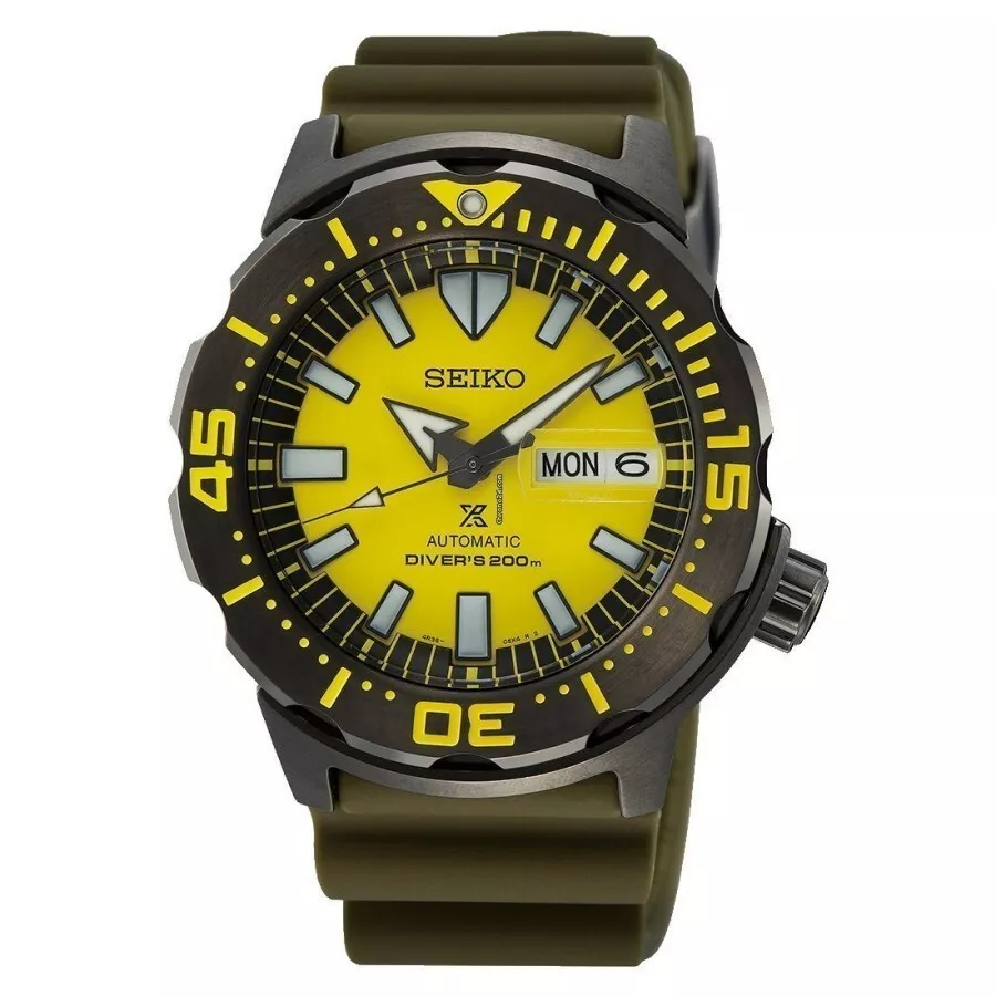 New Seiko Monster Yellow SRPF35 Automatic Watch 4R36 Limited