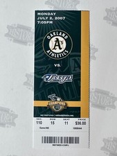 2007 Toronto Blue Jays at Athletics A's Ticket 7/2/07 Vernon Wells 2 Home Runs