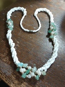 Vtg Jade Chip Nugget Seed Bead Torsade Multi Strand Necklace Barrel Clasp 24"