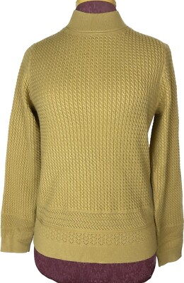 Club Monaco Women's Cable Sweater Yellow Size L Retail $169
