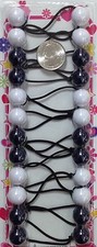 white navy blue ELASTIC PONYTAIL HOLDER BEAD GIRL HAIR SCRUNCHIE KNOCKER BALL