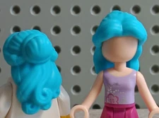 LEGO Friends Fairy Hair Blue Bun Locks CURLS Wavy Wig Azure MERMAID Princess