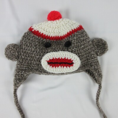 Handmade Sock Monkey Baby Hat Beanie Photography Prop Knit Crochet The Original 
