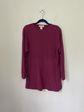 Casual Corner Burgundy Red Ribbed Knit Sweater Dress Tunic ~ Women’s Size M