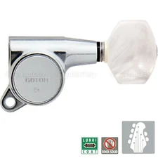 NEW Gotoh SG381 L4+R2 Set Mini Tuners w/ PEARLOID Buttons 4x2 - CHROME