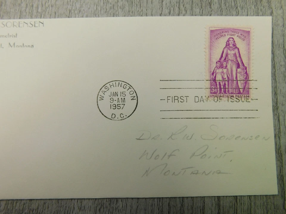 First Day Of Issue WA DC Help Fight Polio 1957 Vintage Stamp Envelope Cover - Image 2 of 4