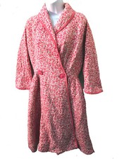40s/ 50s vintage cotton pink ditsy flower print cotton quilted robe house coat M