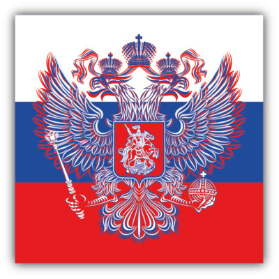 Russia Tricolor Map Flag Coat Of Arms Car Bumper Sticker Decal