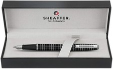 Sheaffer Prelude Fountain Pen - Black Lacquer - Chrome Rings - Broad Nib