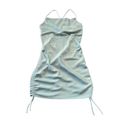 blue dress for baby girl Willis Light Blue Cowl Neck Party Mini Dress