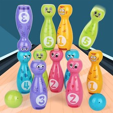 10 Pin Skittle 2 Balls Bowling Set Indoor Outdoor Party Sport Game Toy Kids Gift