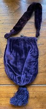 Wonderful Antique Victorian Dark Purple Velvet Tassel Purse