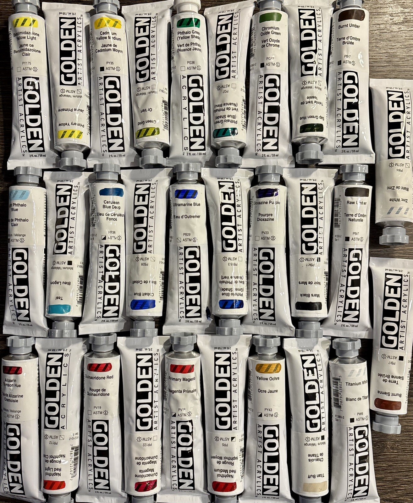 Golden Artist Acrylics 29 Colors Heavy Body 2oz Paint Tubes NEW Brush Canvas