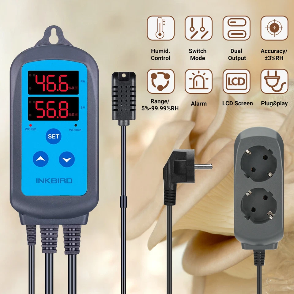 Hygrostat Feuchteregler Luftfeucht für Pilz Gewächshaus Terrarium Garten Keller