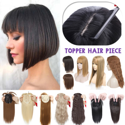 Full Head Topper Hairpiece Silk Base Toupee Clip In Hair Extensions as Human US