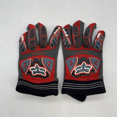 Fox Racing SOLO Dirtbike Gloves Red & Black Kids Size Large 10 WASHED
