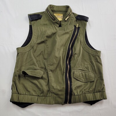 Princess Vera Wang Vest Women Medium Green Army Black Full Zip