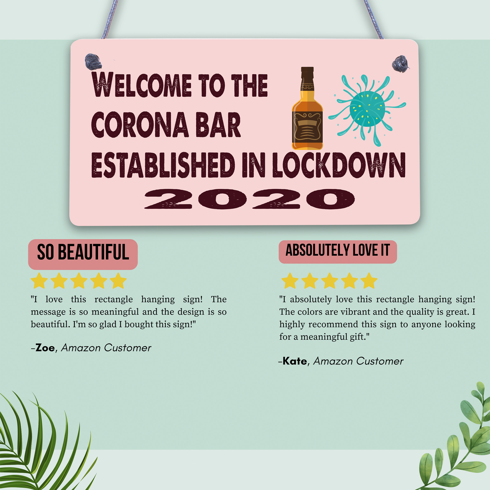 Novelty Corona Bar Sign Funny Quirky Hanging Sign For Home Bar Gifts