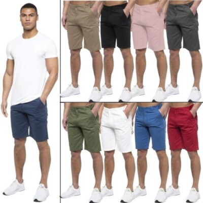 Enzo Herren Chino Shorts 100% Baumwolle Sommer Casual Smart Strand Kurzpants
