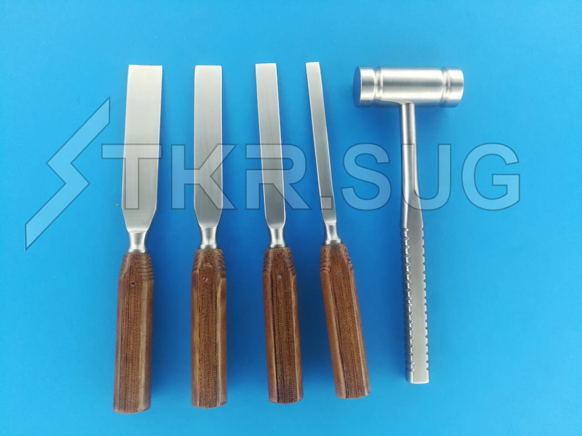 Chisel Osteotome Fiber Handle With Hammer Orthopedic Instruments 5 PCS Set  | eBay