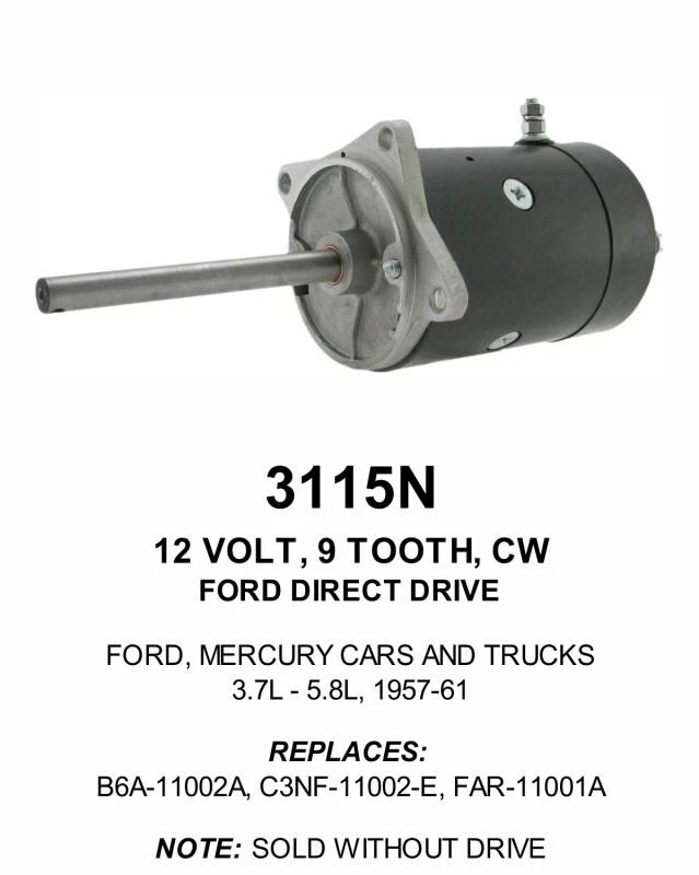 Motor De Arranque Para Ford Club 3.6L/223CI L6 1956-1961, B6A11002A, C3NF11002E, 3115 Foto 4 de 4