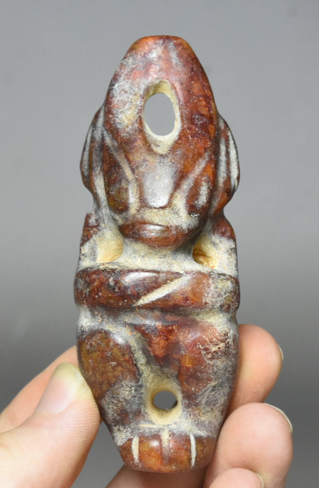 8CM China Hongshan Cultue Old Jade Carve Sun God Helios Sun-God Amulet Pendant