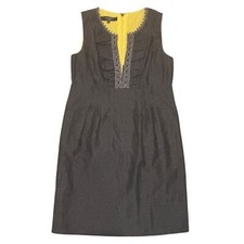 Nine West Dk Gray Sleeveless Knee Length Dress with Ruffle Front- size 12