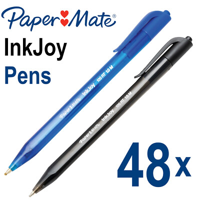 48x Paper Mate InkJoy 100RT 1,0 mm Einziehbar Mittel Kugelschreiber (Blau/Schwarz)