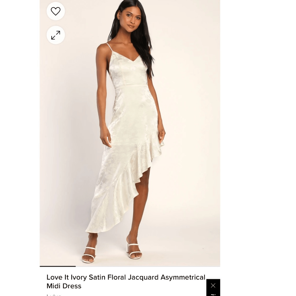 Lulus NWT Love It Ivory Satin Floral Jacquard Asymmetrical Midi Dress  Medium (R1 | eBay