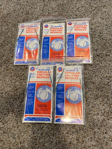 Boye Aluminum Circular Knitting Needle; 16”, Size 0; Lot of 5; New