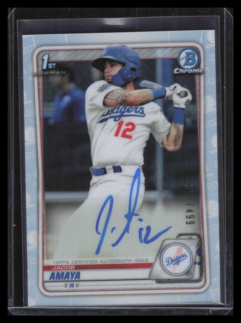 2020 Bowman Chrome Autographs Refractor CPAJA Jacob Amaya