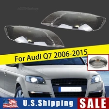 Pair Left Right Car Headlight Clear Lens Shell Lamp Cover For Audi Q7 2006-2015