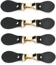 Black Leather Sew-On Coat Buckle Vintage Leather Toggle Buttons Sewing Closures 