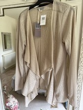 M & S Size 10 Semi Sheer Linen Style Jacket Cardigan Oatmeal Beige Neutral BNWT