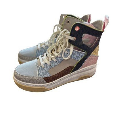 Michael Kors MK MultiColor Monogram Patchwork High Top Sneakers Womens
