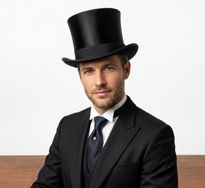Handmade Black Silk Top Hat Victorian Steampunk Gothic Costume Hat