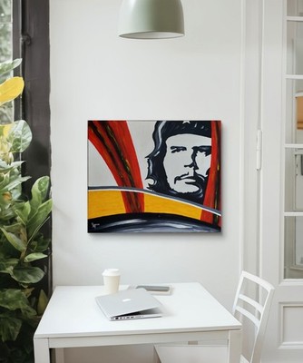 Acrylgemälde Che Ernesto Guevara 60x50 Leinwandbild Unikat Kunst Kuba Revolution