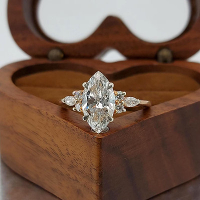 Verlobungsring Marquise Cut Lab Grown Diamond 14k Rose Gold, Promise Ring