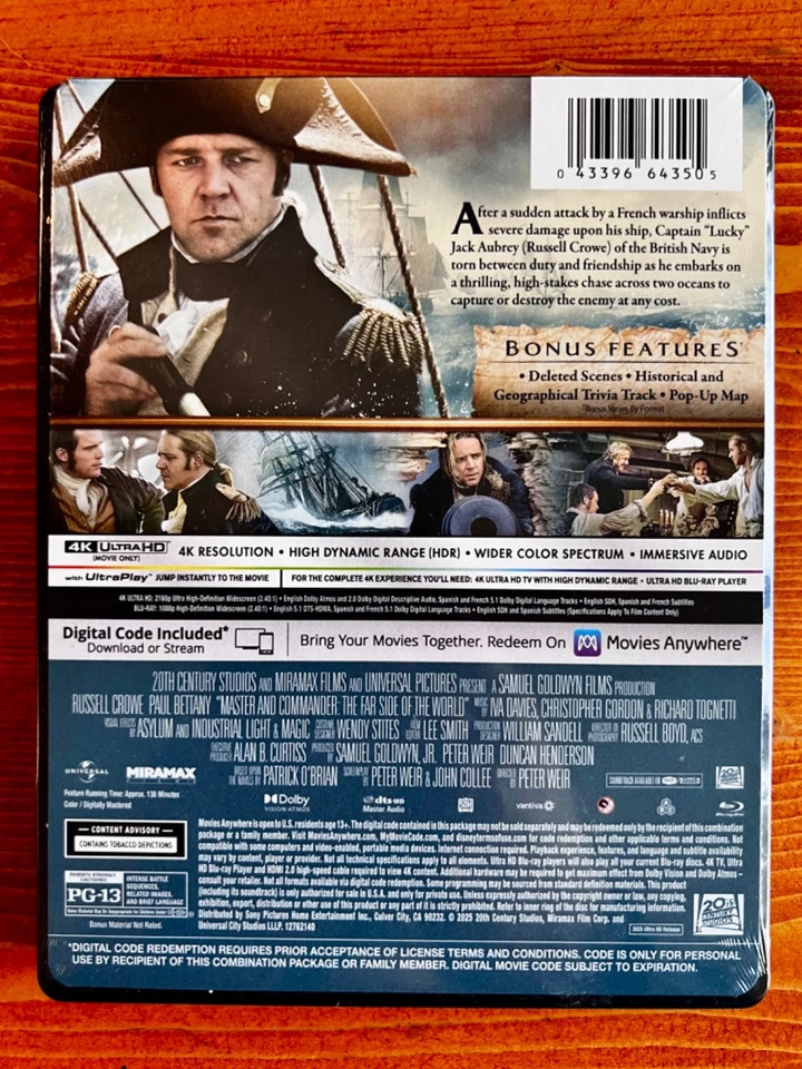 MASTER AND COMMANDER - Limited Edition 4K UHD Blu-ray Digital SteelBook (SEALED) - Image 4 of 4
