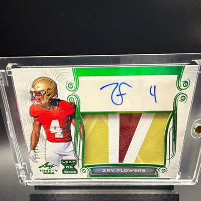 Leaf 2023 Trinity Zay Flowers JERSEY MATCH RPA White Emerald Spectrum 4/15