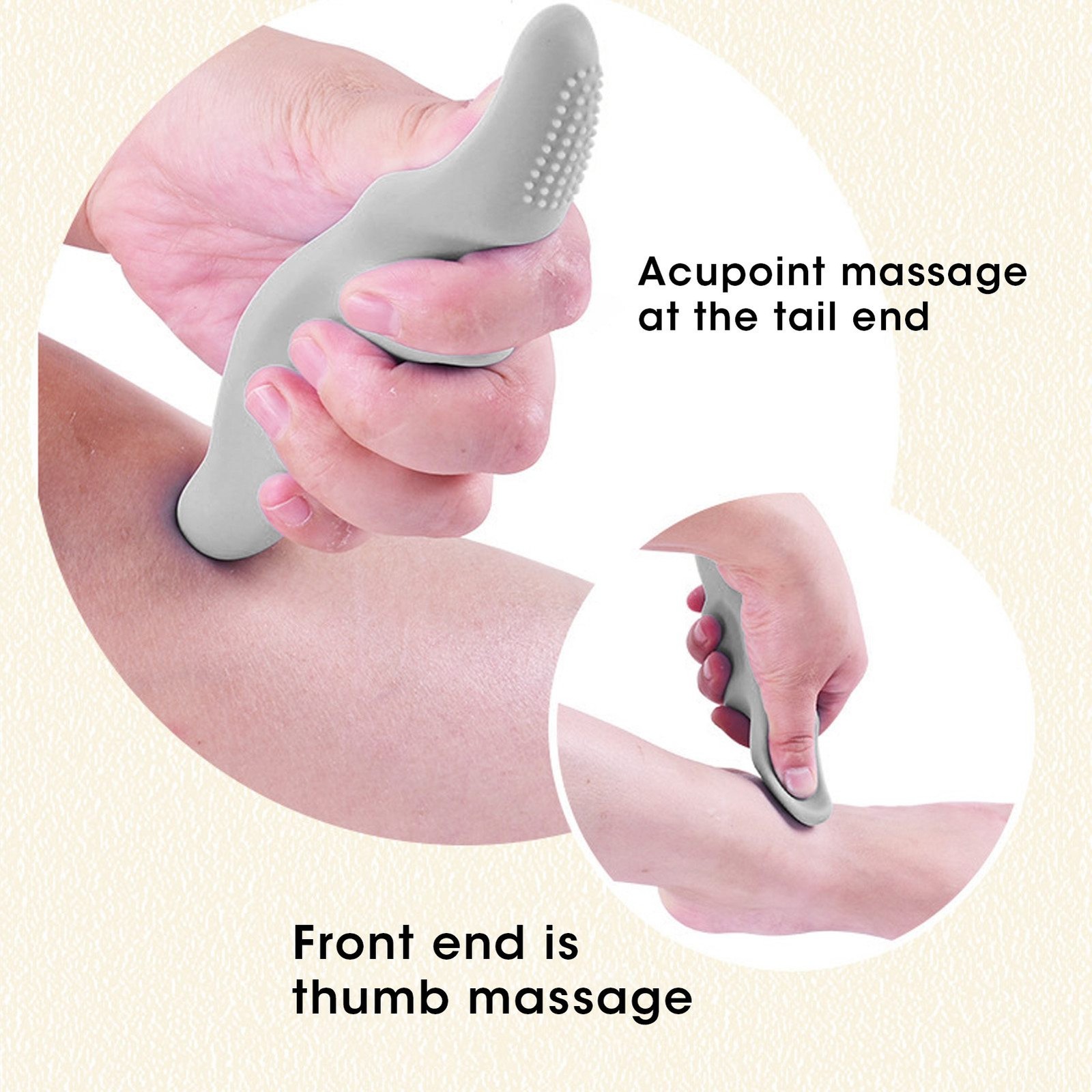 Gray Silicone Deep Tissue Massage Tool Soreness Pain Relief Trigger Point Th BL