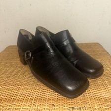 Vintage Danielle Square Toe Shoes Womens 8M Buckle Black Leather Academica Mom
