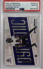 2022 Panini Luminance - Lamar Jackson Dynamic Blue #/50 PSA 10 Baltimore Ravens