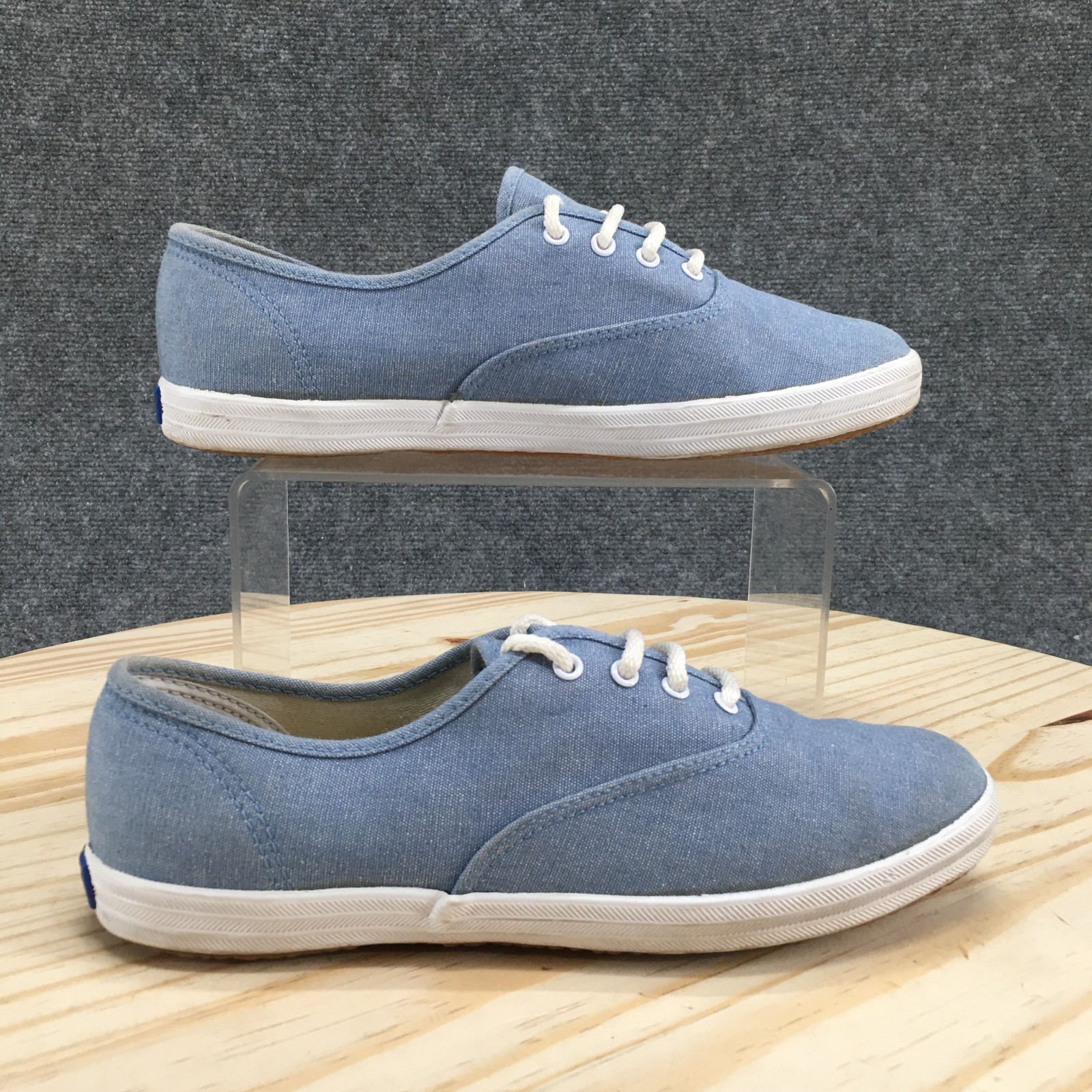 Womens 7 Champion Blue Canvas Low Sneakers Wk-3020m Lace Up 