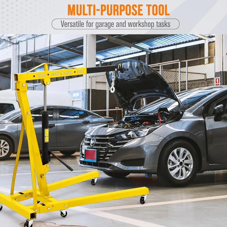 Folding Hydraulic Engine Hoist 2Ton 4400LBS Shop Crane Lift Truck Cherry Picker Foto 4 de 4