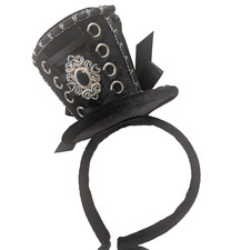 Black Velvet Mini Top Hat Headband Gothic Cosplay Clown Costume
