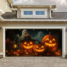 Halloween Garage Door Cover 13X6Ft Polyester Backdrop