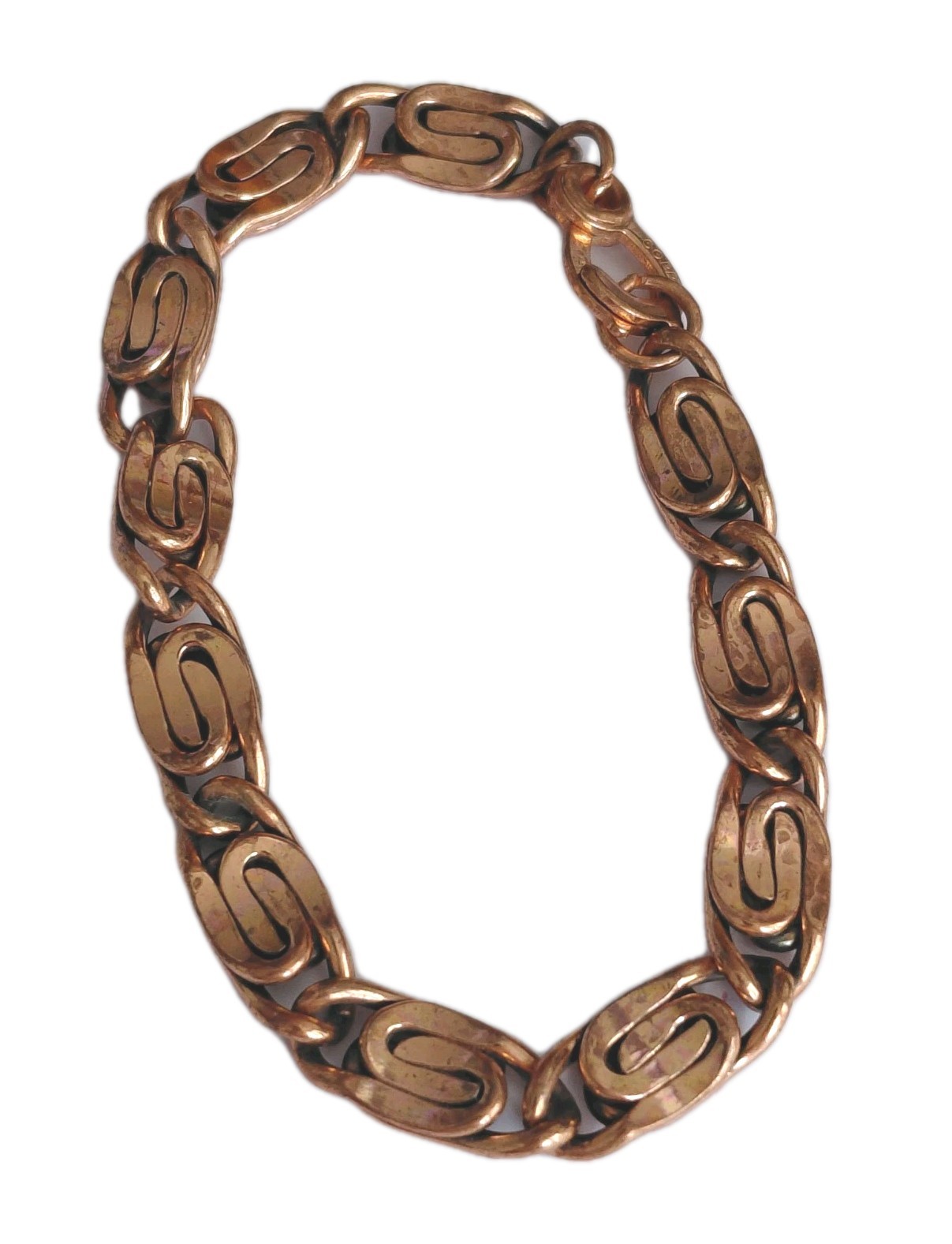 Solid Copper Scroll Chain Bracelet With Sister Cl… - image 1