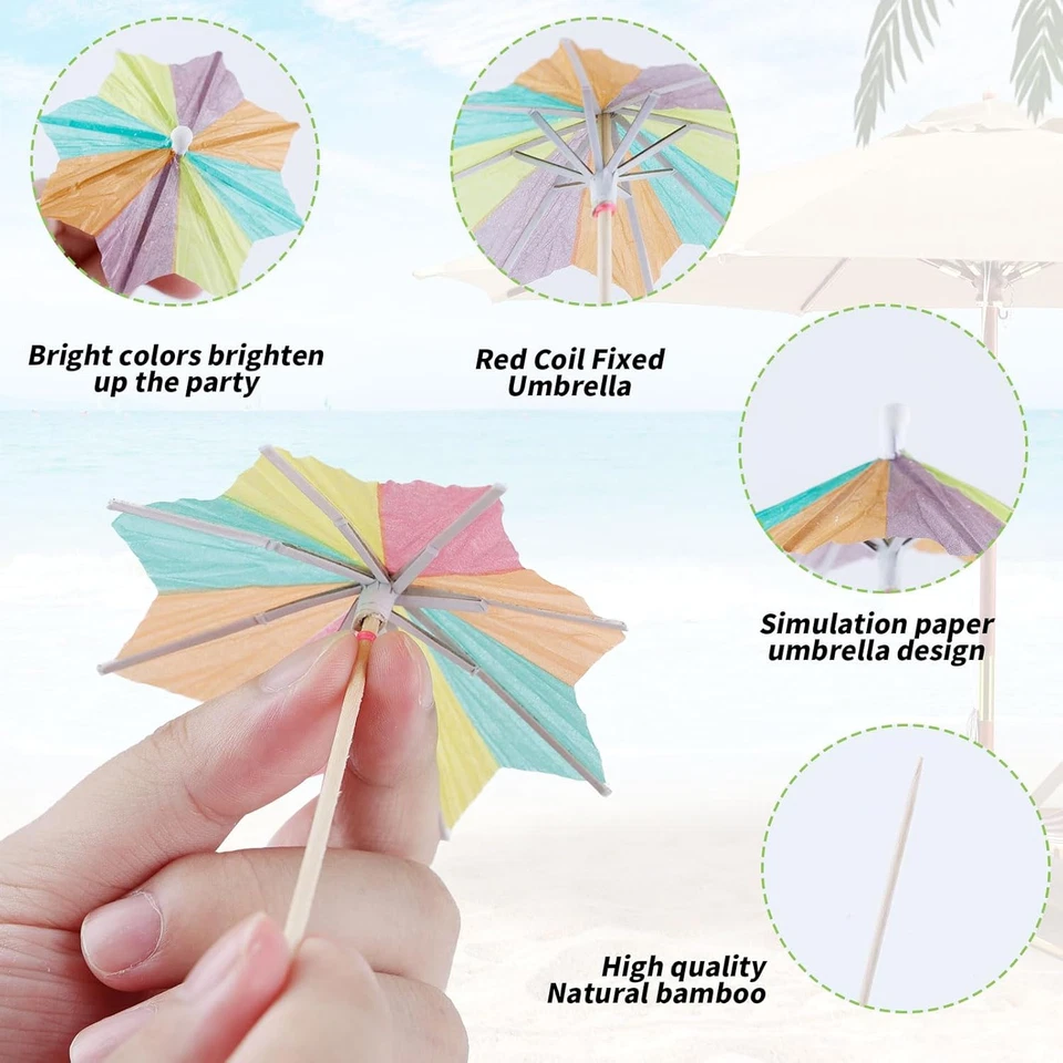 Cocktail Deko 90 Stück Cocktail Schirmchen Feuerwerk Sticks Cocktail Deko Strohh - Bild 3 von 4